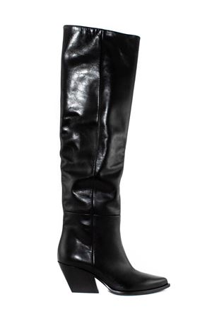 Black leather knee boots ELENA IACHI | E2021NERO